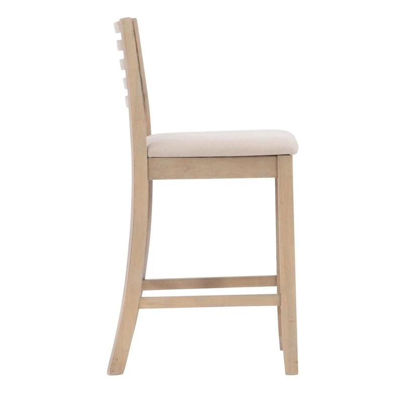 Tabouret de bar traditionnel à dossier échelle – Assise rembourrée de 61 cm