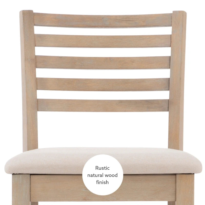Tabouret de bar traditionnel à dossier échelle – Assise rembourrée de 61 cm