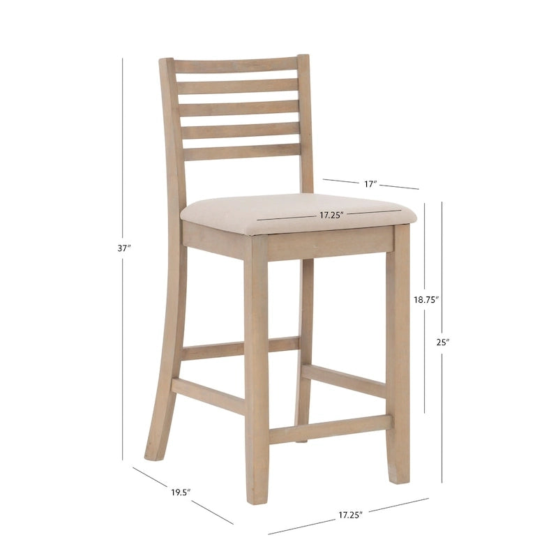 Tabouret de bar traditionnel à dossier échelle – Assise rembourrée de 61 cm