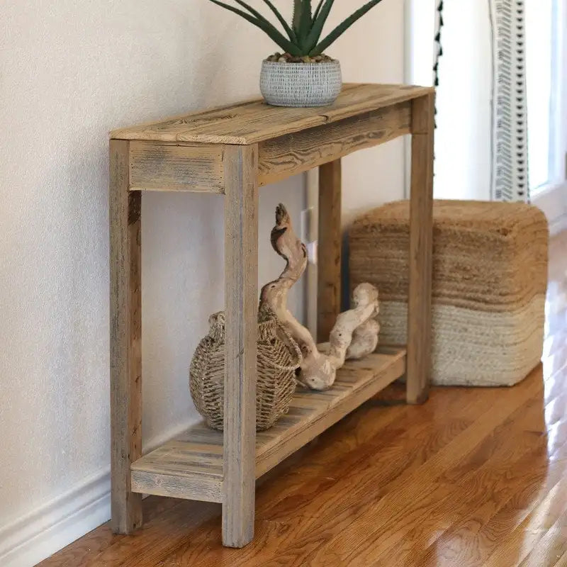 Console minimaliste en bois de récupération – Finition naturelle non traitée