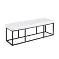 Banc d'appoint industriel moderne capitonné – Assise en similicuir avec structure géométrique en métal