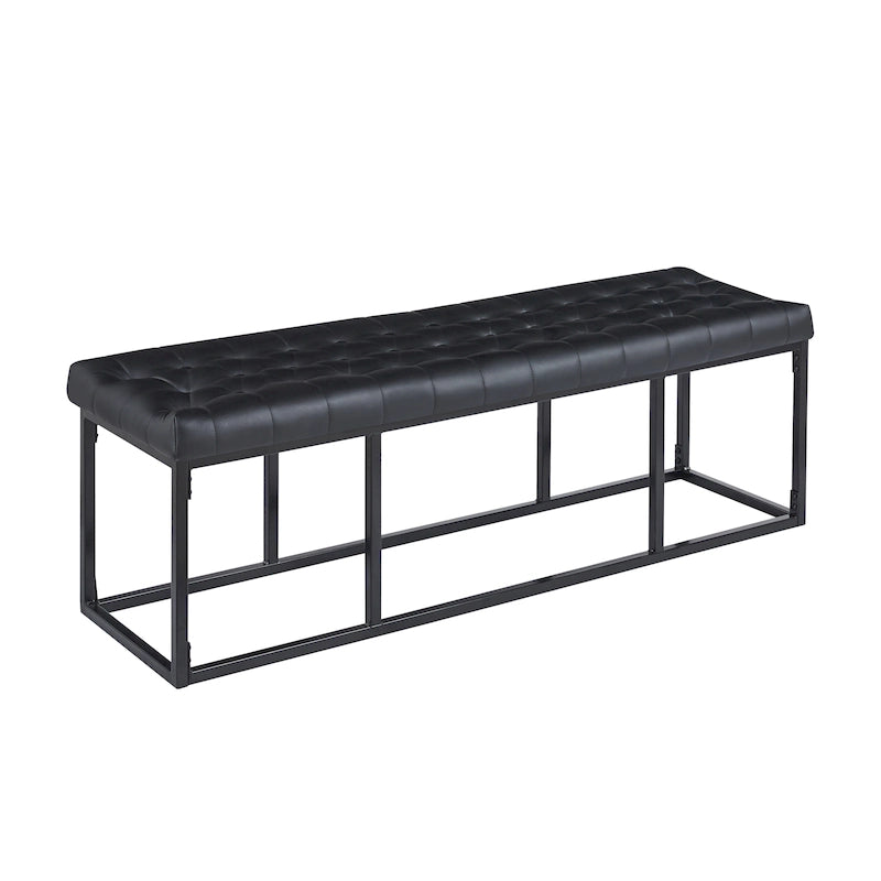 Banc d'appoint industriel moderne capitonné – Assise en similicuir avec structure géométrique en métal