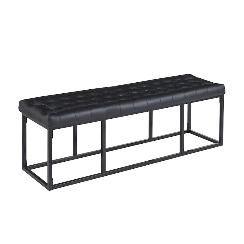 Banc d'appoint industriel moderne capitonné – Assise en similicuir avec structure géométrique en métal