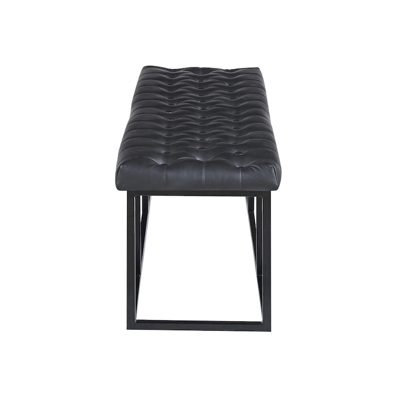 Banc d'appoint industriel moderne capitonné – Assise en similicuir avec structure géométrique en métal