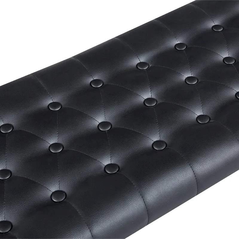 Banc d'appoint industriel moderne capitonné – Assise en similicuir avec structure géométrique en métal