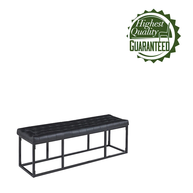 Banc d'appoint industriel moderne capitonné – Assise en similicuir avec structure géométrique en métal