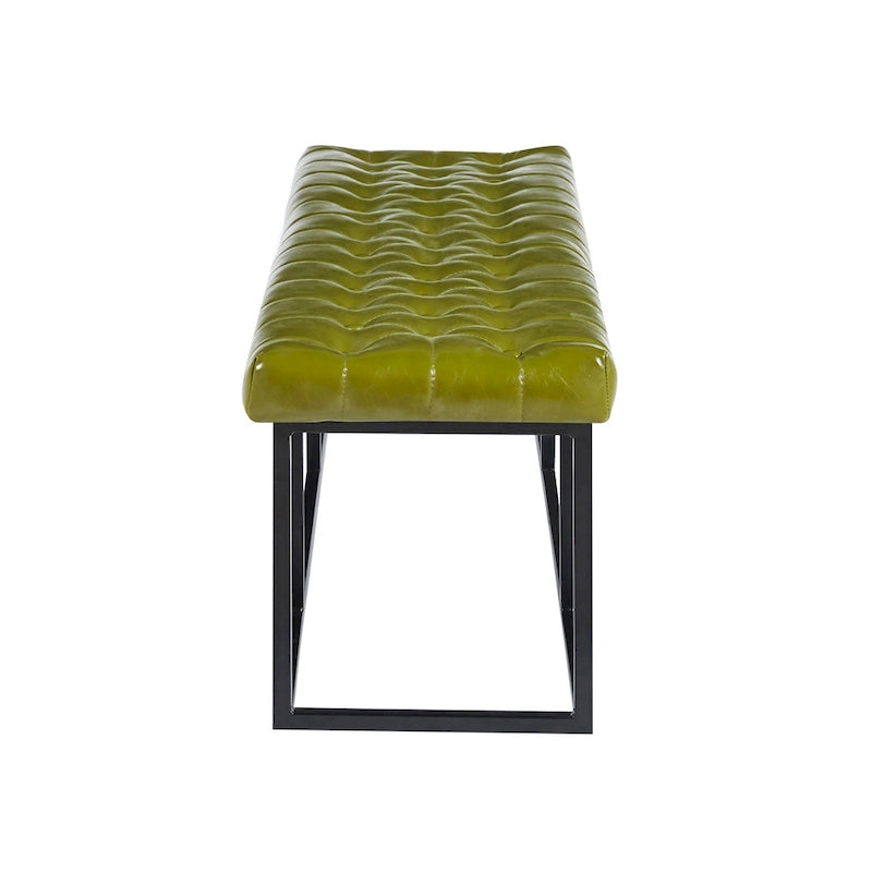 Banc d'appoint industriel moderne capitonné – Assise en similicuir avec structure géométrique en métal