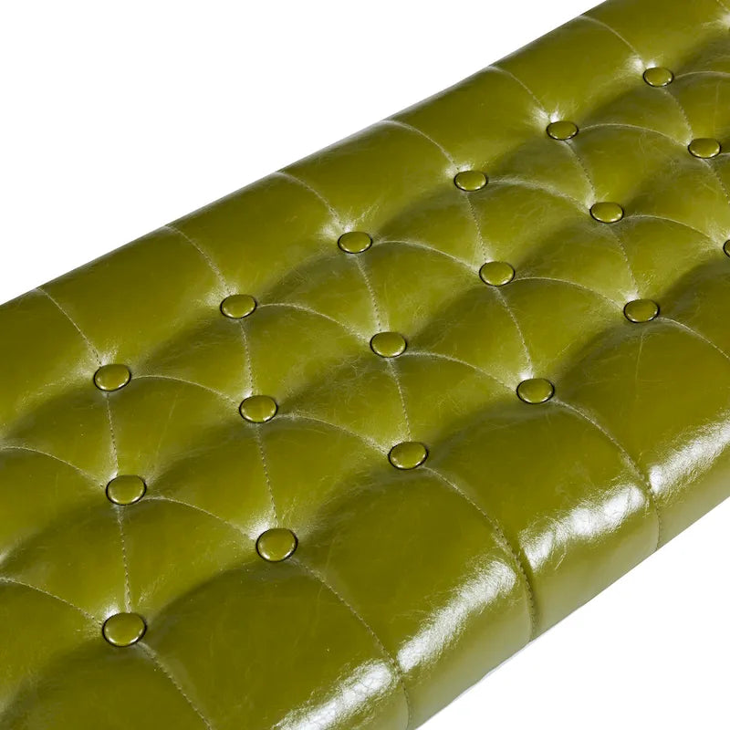 Banc d'appoint industriel moderne capitonné – Assise en similicuir avec structure géométrique en métal