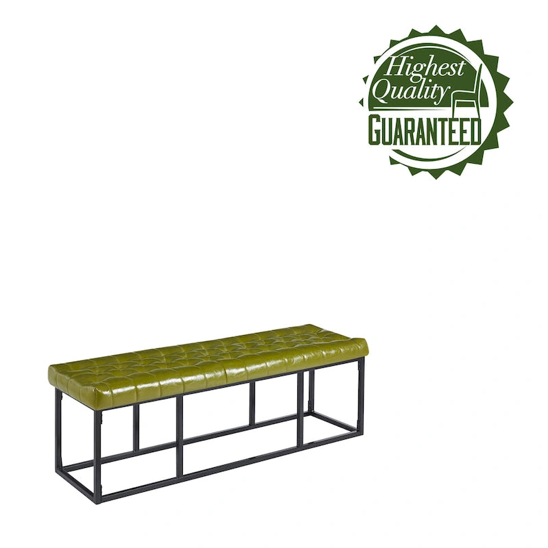 Banc d'appoint industriel moderne capitonné – Assise en similicuir avec structure géométrique en métal