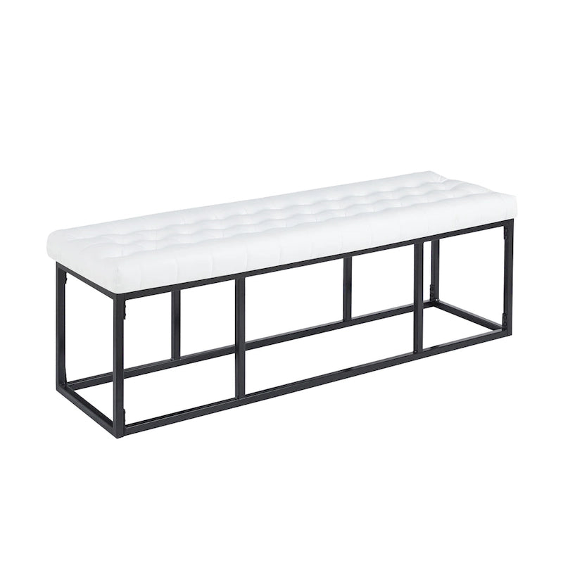 Banc d'appoint industriel moderne capitonné – Assise en similicuir avec structure géométrique en métal