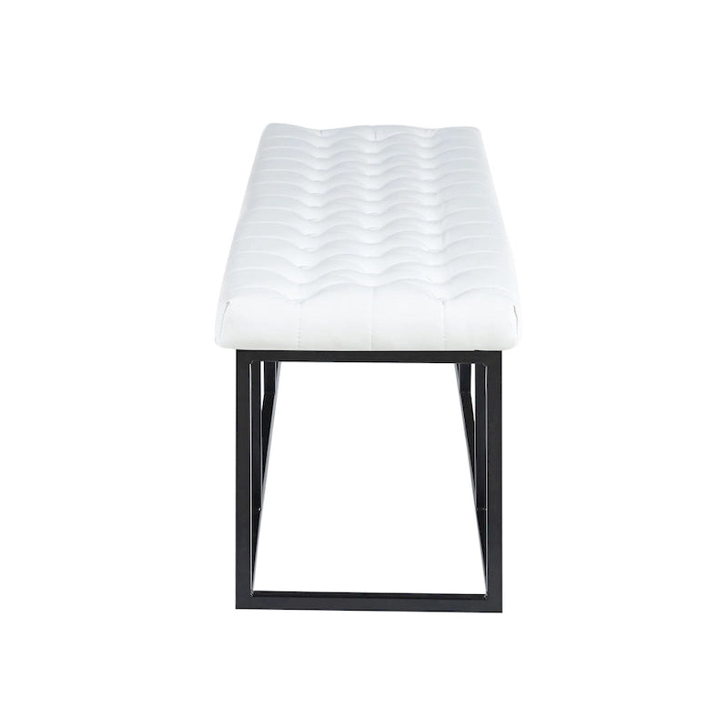 Banc d'appoint industriel moderne capitonné – Assise en similicuir avec structure géométrique en métal