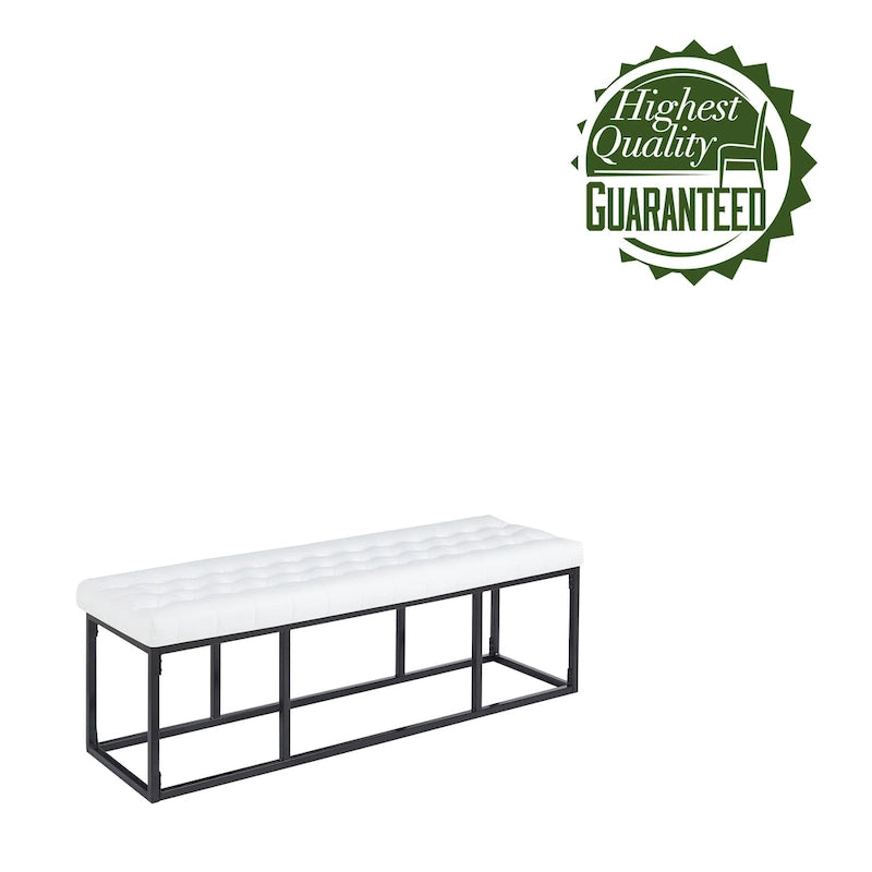 Banc d'appoint industriel moderne capitonné – Assise en similicuir avec structure géométrique en métal