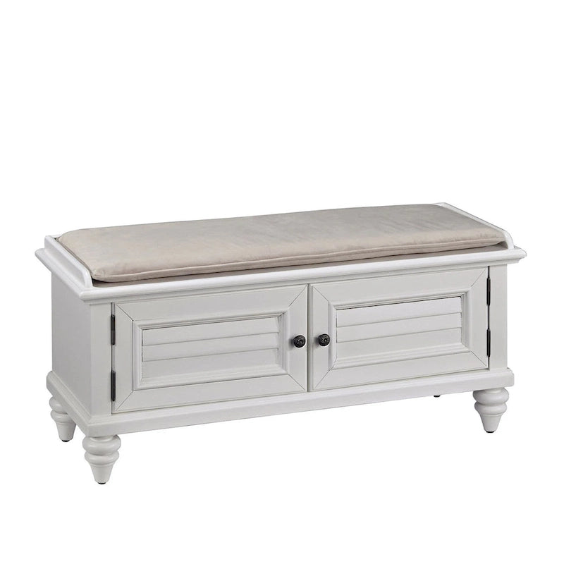 Banc de rangement côtier avec coussin rembourré – Cadre en peuplier, 3 finitions