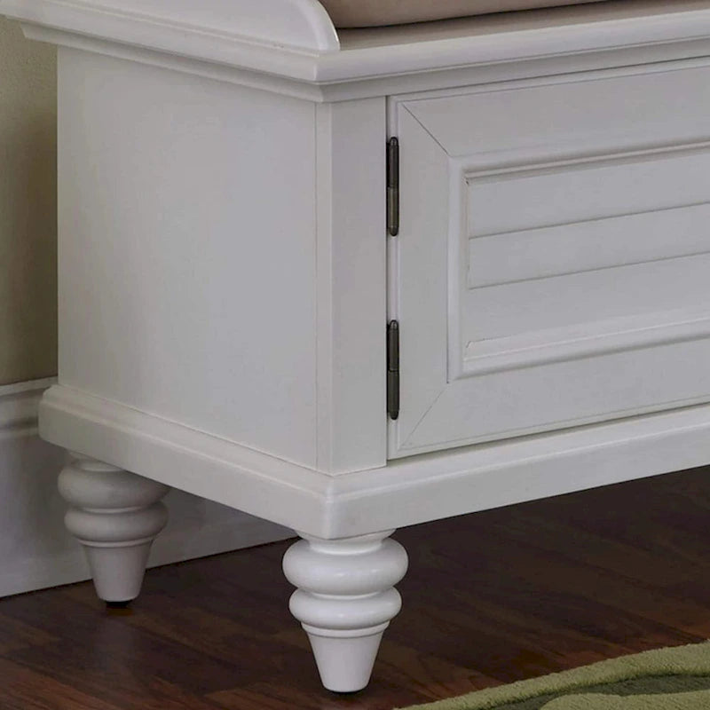 Banc de rangement côtier avec coussin rembourré – Cadre en peuplier, 3 finitions