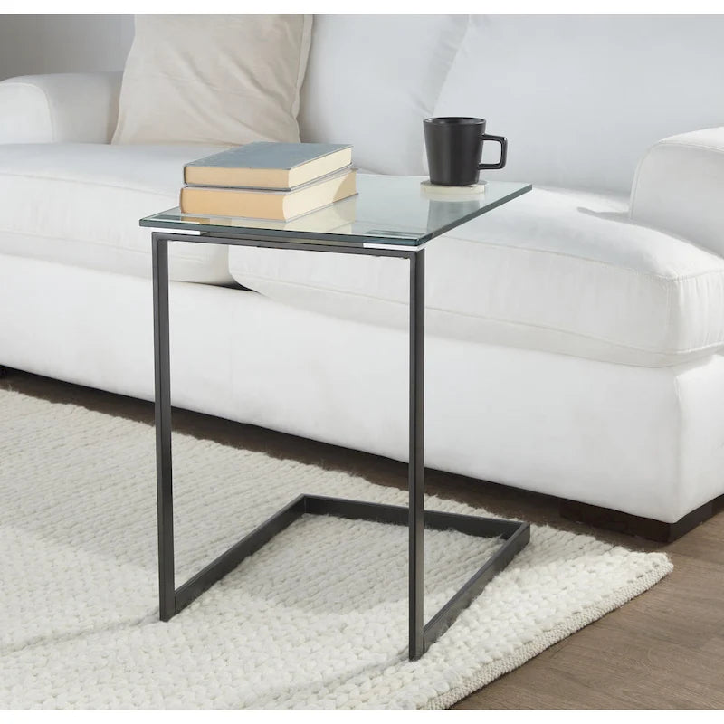 Table d'appoint rétro en verre