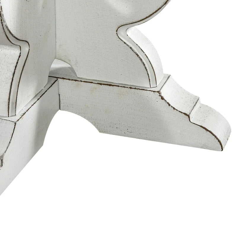 Table d'appoint ronde à piédestal sculpté de style européen – Placage de peuplier et de chêne blanc avec finition antique