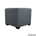 Pouf carré capitonné contemporain – Tissu 100 % coton avec pieds en bois espresso
