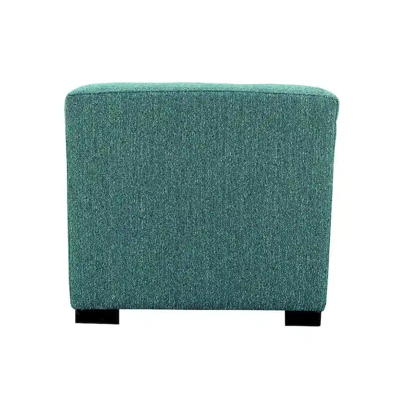 Pouf carré capitonné contemporain – Tissu 100 % coton avec pieds en bois espresso