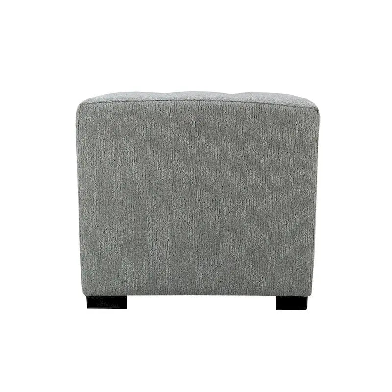 Pouf carré capitonné contemporain – Tissu 100 % coton avec pieds en bois espresso