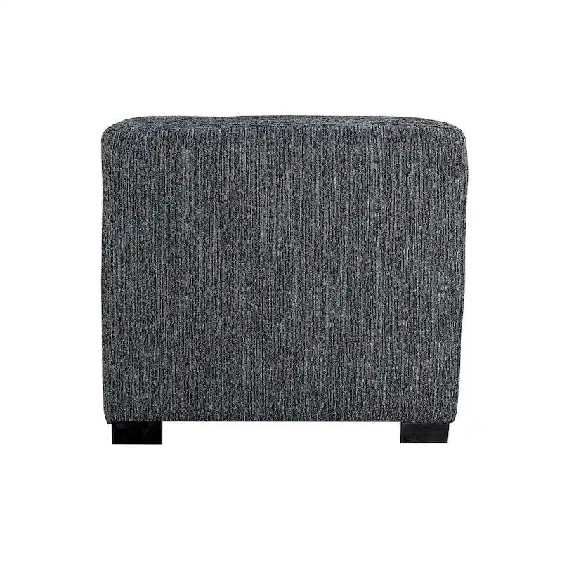 Pouf carré capitonné contemporain – Tissu 100 % coton avec pieds en bois espresso