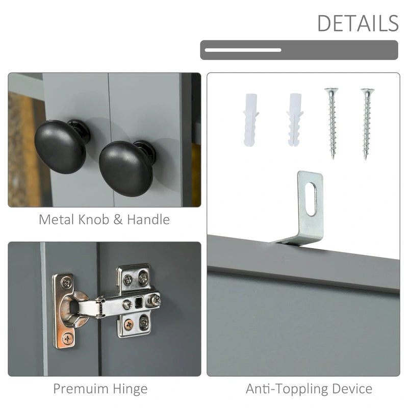 Buffet de cuisine contemporain – Armoire de rangement 178 cm avec portes vitrées et espace micro-ondes