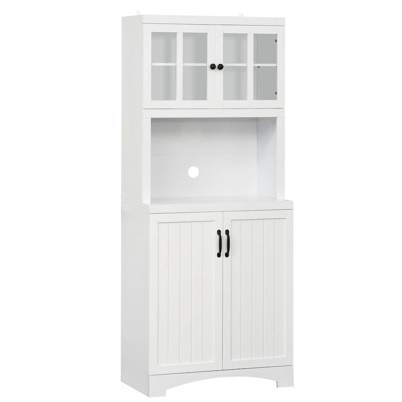 Buffet de cuisine contemporain – Armoire de rangement 178 cm avec portes vitrées et espace micro-ondes