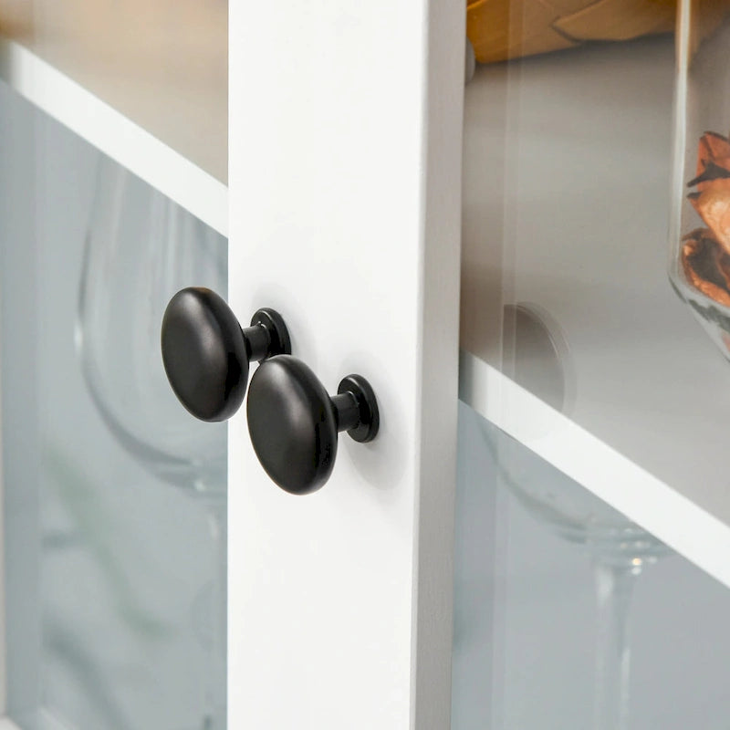 Buffet de cuisine contemporain – Armoire de rangement 178 cm avec portes vitrées et espace micro-ondes