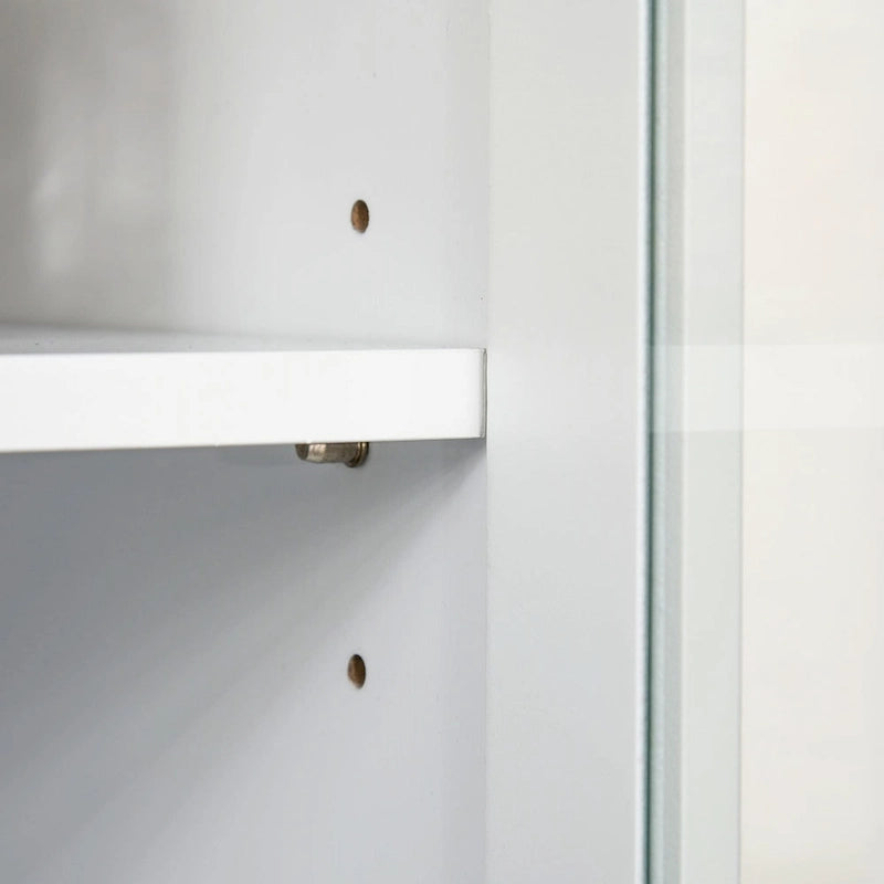 Buffet de cuisine contemporain – Armoire de rangement 178 cm avec portes vitrées et espace micro-ondes