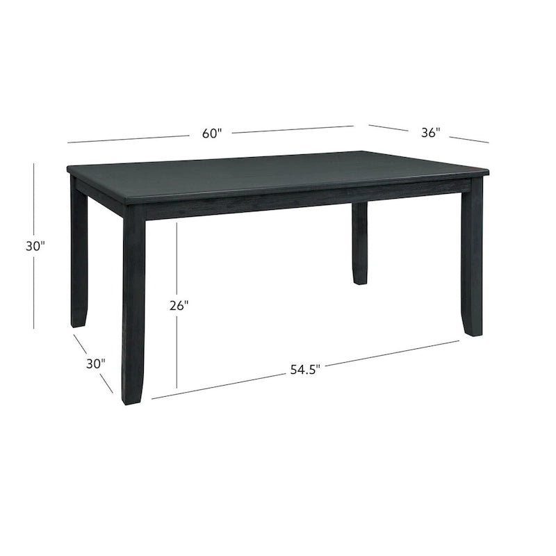 Table à manger de style ferme moderne – Acacia massif, 60 po, 6 places, fini gris délavé ou noir délavé