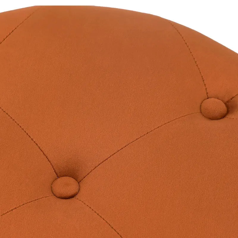 Pouf Rond en Velours Glam – Base Plaqué Or, 5 Couleurs