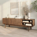 Meuble TV Mid-Century – Pieds en bois massif, Rangement à ouverture par pression, 3 Tailles