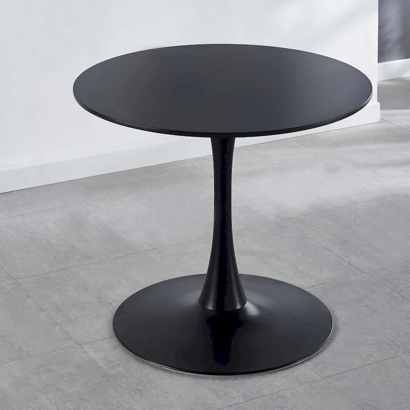Table de salle à manger tulipe ronde de style Mid-Century – Plateau de 80 cm avec piètement en métal