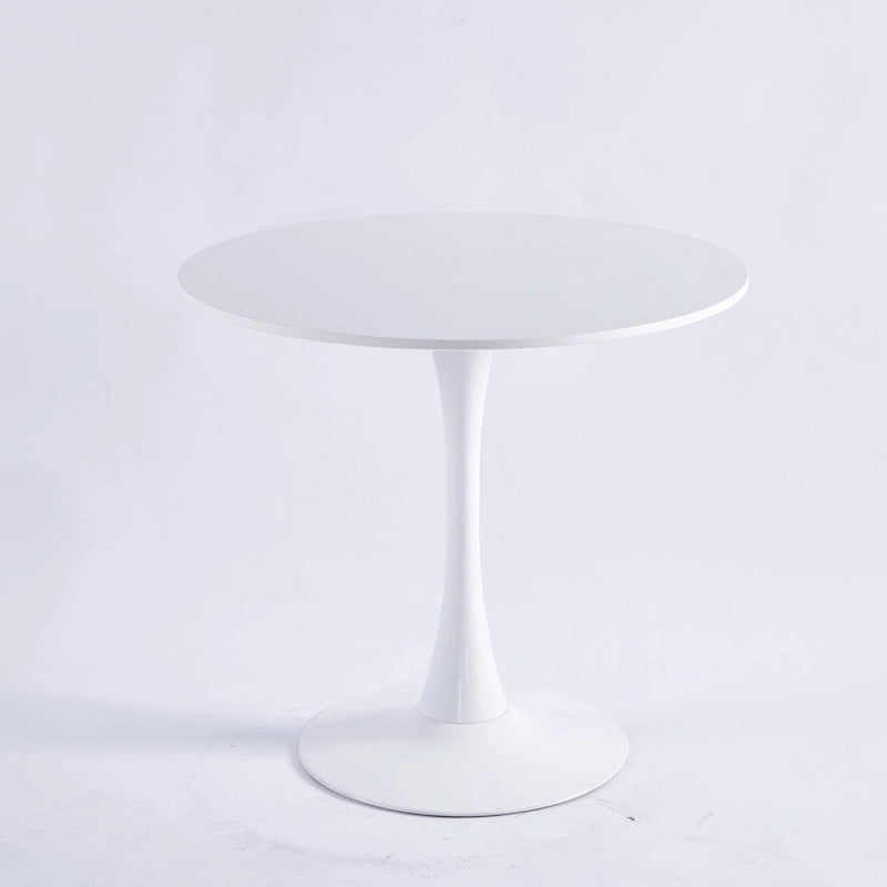 Table de salle à manger tulipe ronde de style Mid-Century – Plateau de 80 cm avec piètement en métal