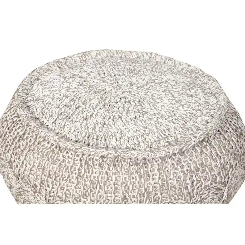 Repose-pieds pouf en tricot torsadé bohème noué à la main – 100 % coton avec rembourrage en billes de polystyrène