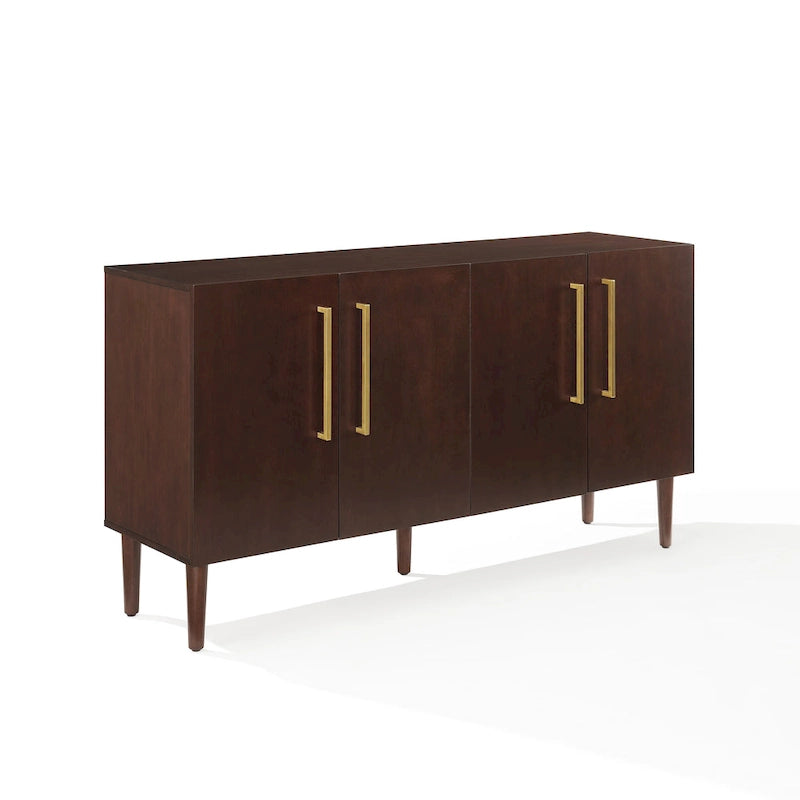 Buffet Mid-Century Modern – 157 cm, Pieds effilés et Quincaillerie en or brossé
