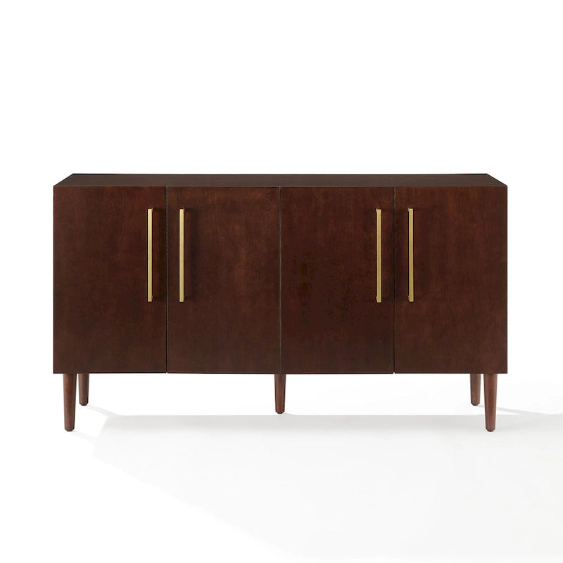 Buffet Mid-Century Modern – 157 cm, Pieds effilés et Quincaillerie en or brossé