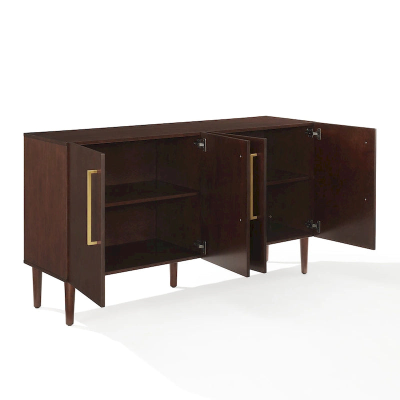 Buffet Mid-Century Modern – 157 cm, Pieds effilés et Quincaillerie en or brossé
