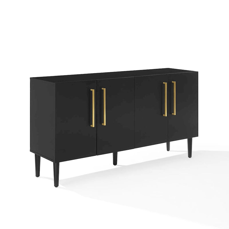 Buffet Mid-Century Modern – 157 cm, Pieds effilés et Quincaillerie en or brossé