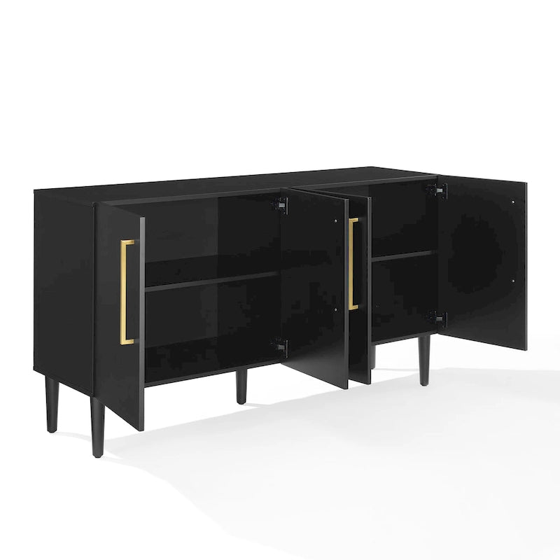 Buffet Mid-Century Modern – 157 cm, Pieds effilés et Quincaillerie en or brossé