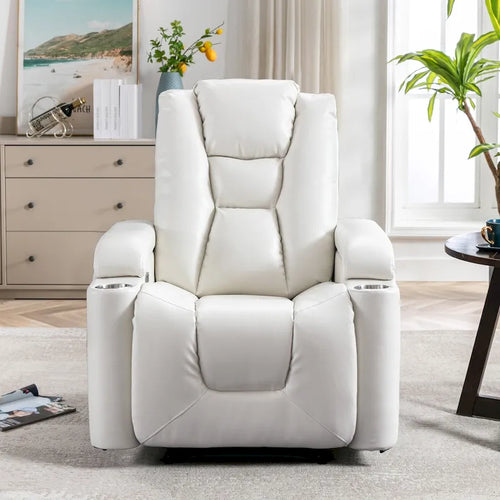 Fauteuil inclinable électrique contemporain pour home cinéma – Similicuir avec porte-gobelets et ports USB