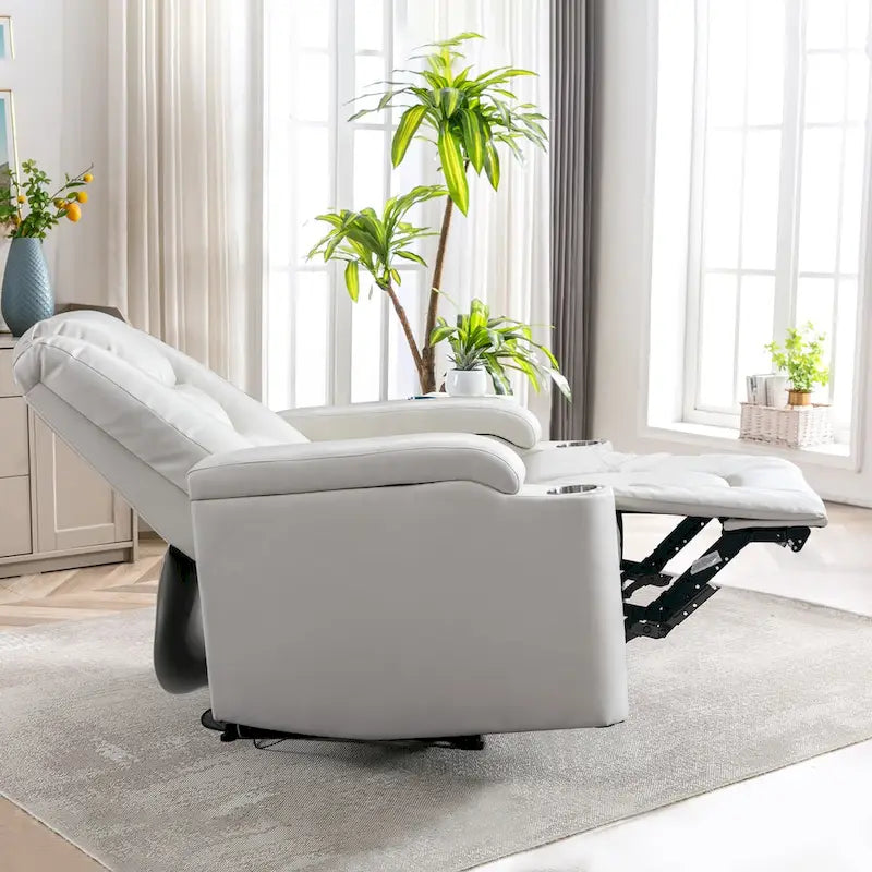 Fauteuil inclinable électrique contemporain pour home cinéma – Similicuir avec porte-gobelets et ports USB