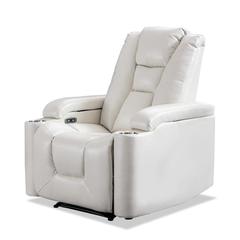 Fauteuil inclinable électrique contemporain pour home cinéma – Similicuir avec porte-gobelets et ports USB