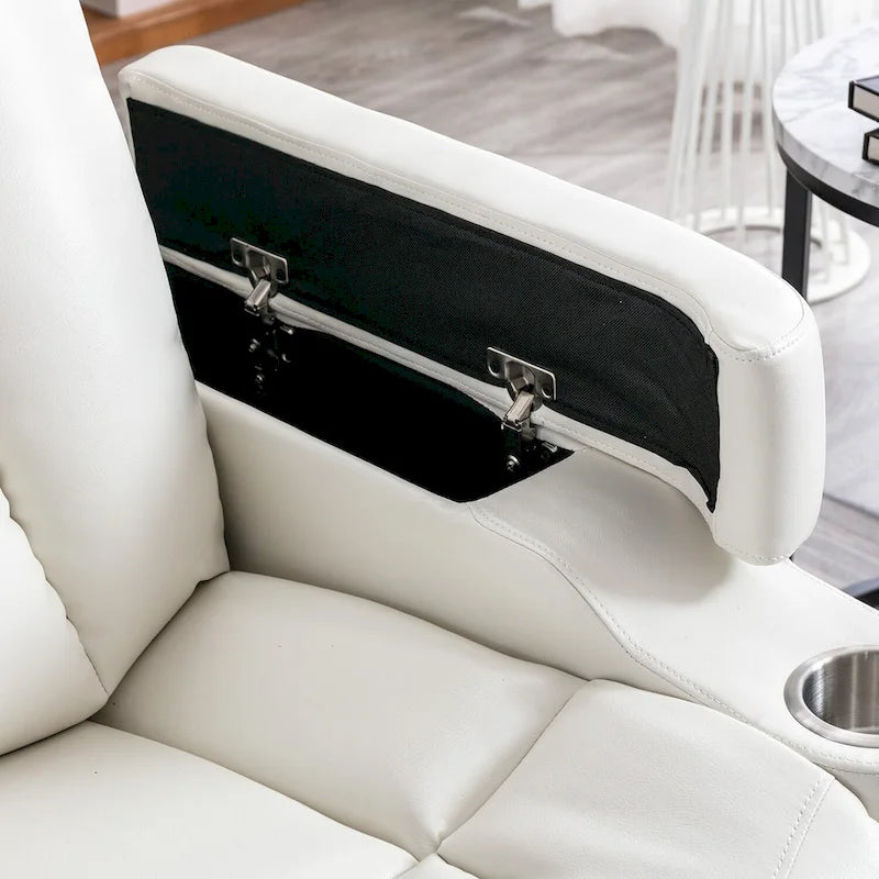 Fauteuil inclinable électrique contemporain pour home cinéma – Similicuir avec porte-gobelets et ports USB