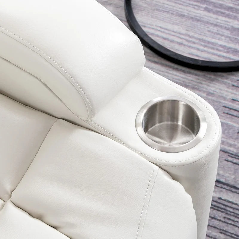 Fauteuil inclinable électrique contemporain pour home cinéma – Similicuir avec porte-gobelets et ports USB