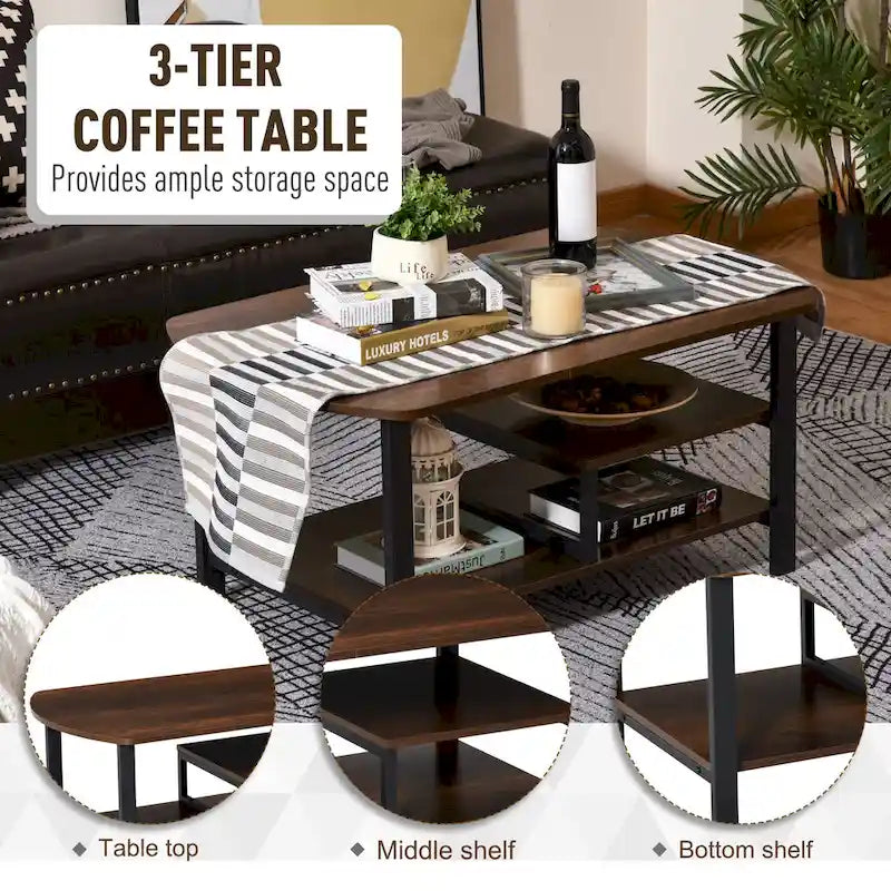 Table basse industrielle à 3 niveaux