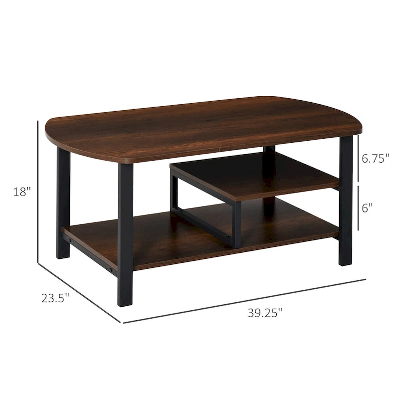 Table basse industrielle à 3 niveaux