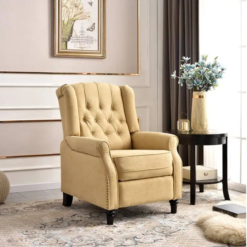 Fauteuil inclinable contemporain à pousser – Capitonnage diamant, garniture cloutée, 4 couleurs