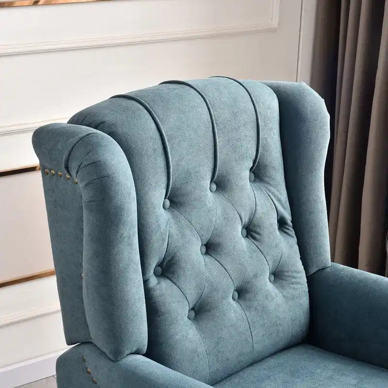 Fauteuil inclinable contemporain à pousser – Capitonnage diamant, garniture cloutée, 4 couleurs