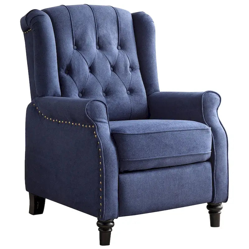 Fauteuil inclinable contemporain à pousser – Capitonnage diamant, garniture cloutée, 4 couleurs