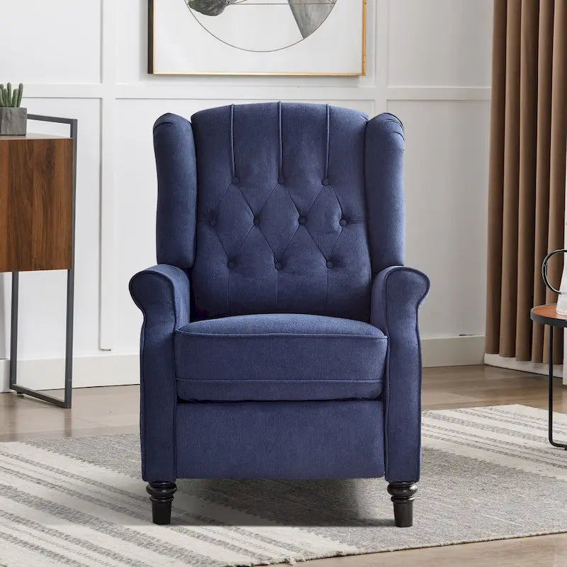 Fauteuil inclinable contemporain à pousser – Capitonnage diamant, garniture cloutée, 4 couleurs